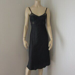 McQ by Alexander McQueen Black Satin Built in Bra 40 Slip Dress 34B